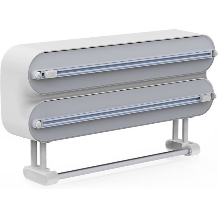 Distributeur Aluminium & Film Plastique - Organisateur De Rangement Gris - 38x8.5x31 Cm