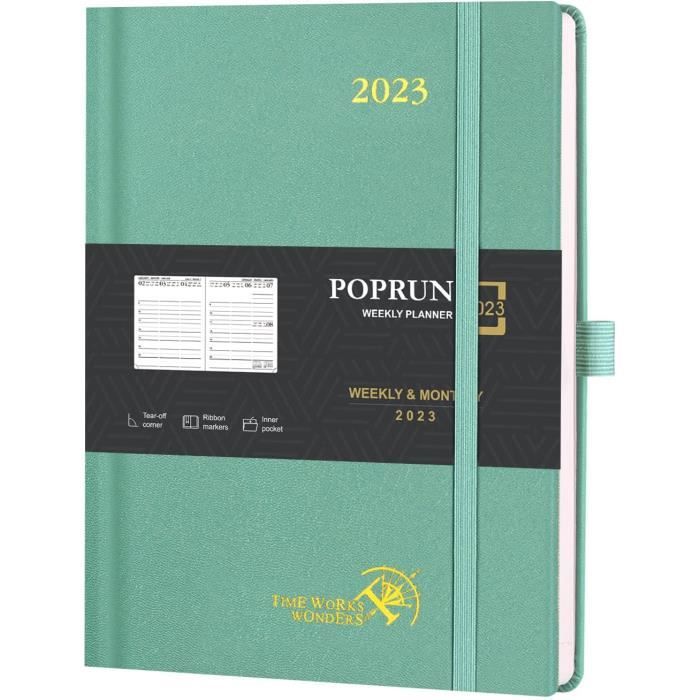 Agenda Settimanale 2025 POPRUN - Formato Grande 26,5x21,5cm Con Appunti E Copertina Morbida