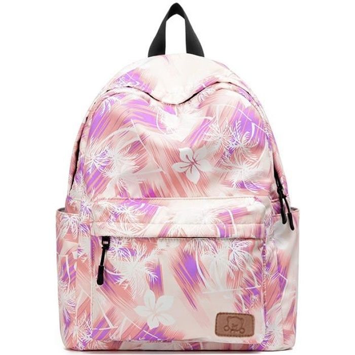 Étanche Sac à Dos pour College Fille pour Scolaire Ado Style Loisir (Rose)