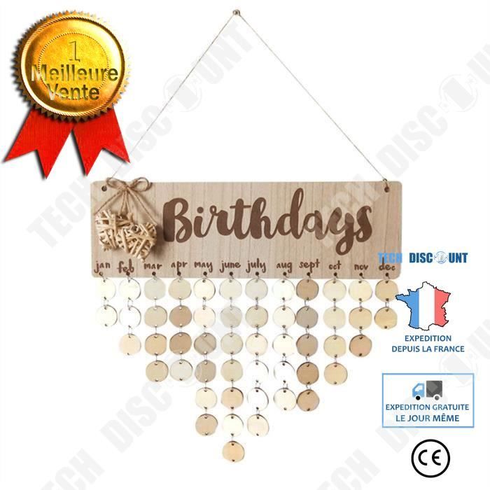 Td Decoration Murale Rappel Anniversaire Memorandum En Bois Suspendu Diy Calendrier Plaque A Disques Ronds Cdiscount Maison
