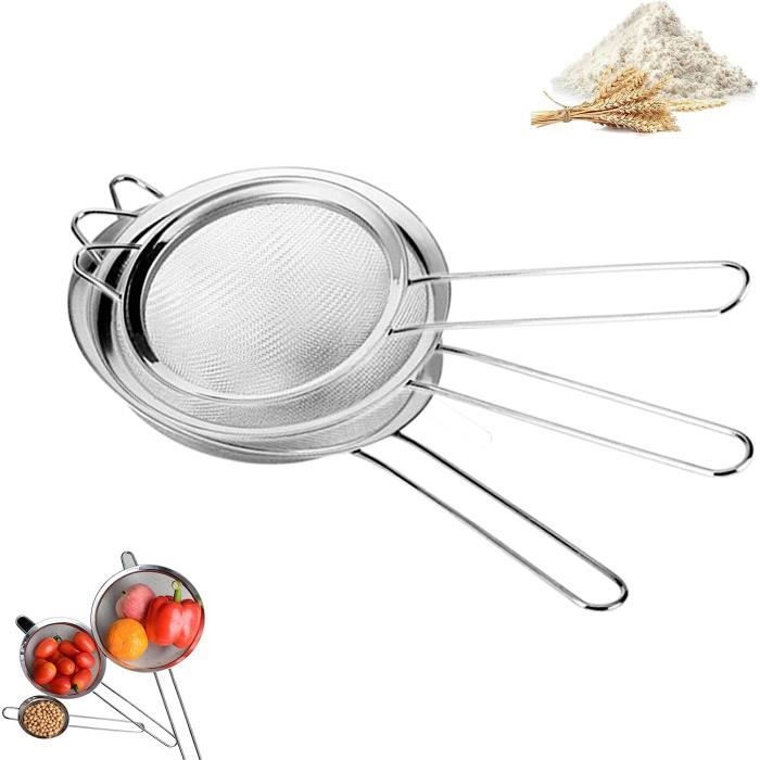 Tamis Métallique Rond 30cm Holibanna - Passoire à Mailles Fines Acier Inoxydable, Diamètre 37cm Avec Bord | Pour Farine, Confiture, Filtration Cuisine