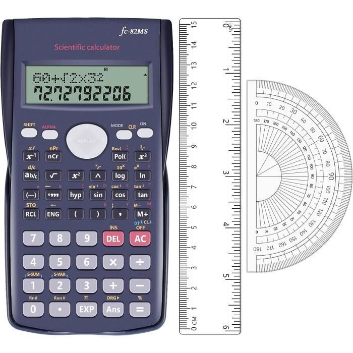 Calculatrice College Scientifique Calculatrice Lycee Bureau - Calculatrice  Scientifique Et Bonus Règle Et Rapporteur, Calcule[H34]