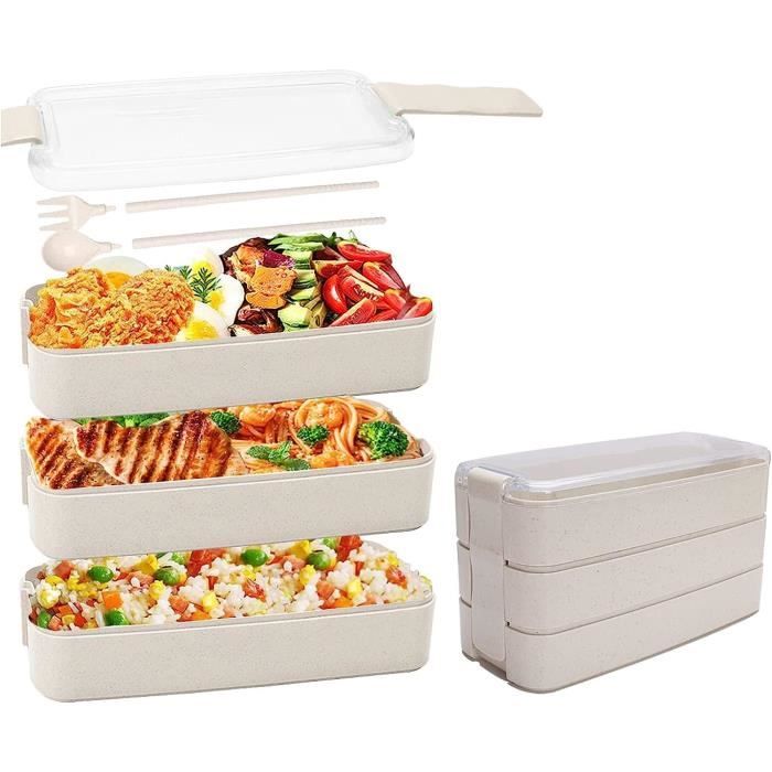 Boîte à Déjeuner 3 Compartiments Avec Couverts - Sans BPA, Micro-ondes Et Lave-Vaisselle, Vert