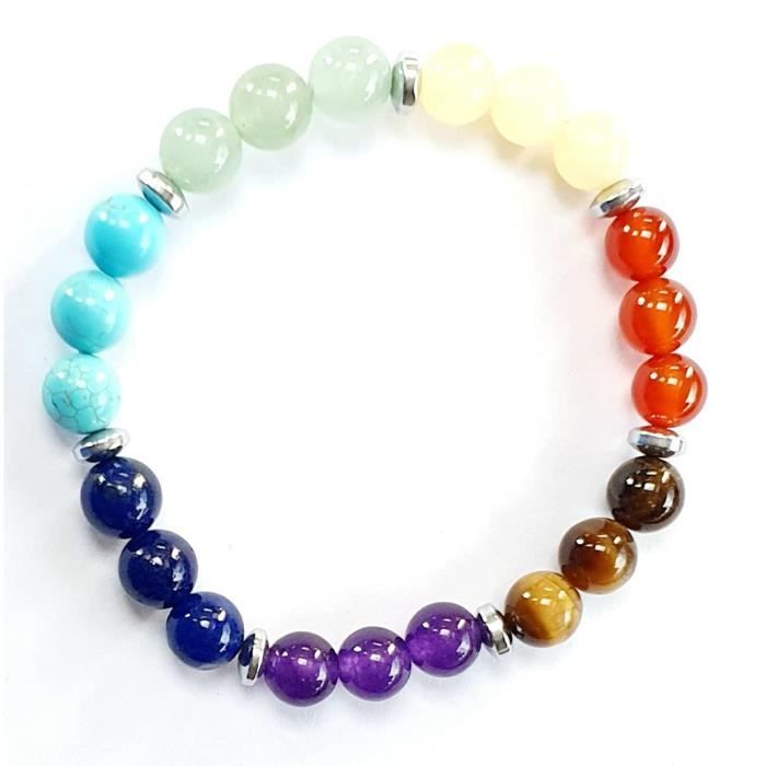 Bracelet Blanc JSDDE Bracelet 7 Chakras Perles Bracelet Pierre Naturelle Bracelet Pierre Précieuse Femme Fille Maman Bijoux Cadeau Anniversaire Noël Protection Porte Bonheur Chakra Yoga Bracelet Blanc Femme