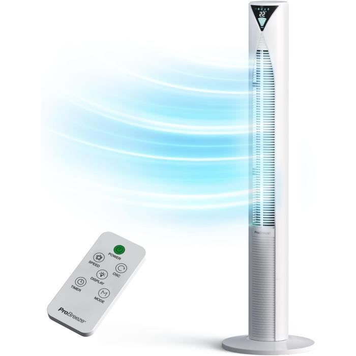 Eosnow Mini Ventilateur Tour Sans Pales USB, 2 Vitesses Et Modes De Vent, Debout, Pour Chambre à