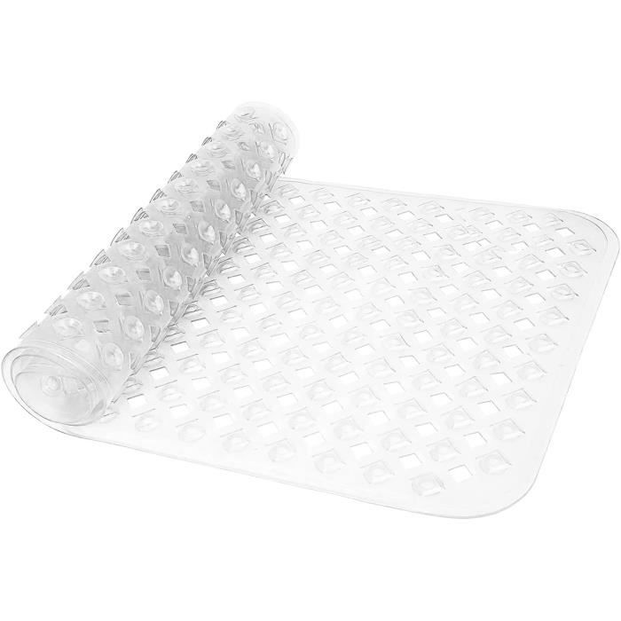 Tapis De Douches Antiderapant Carré à Ventouses, Anti Glisse Tapis, Lavable En Machine, Gris