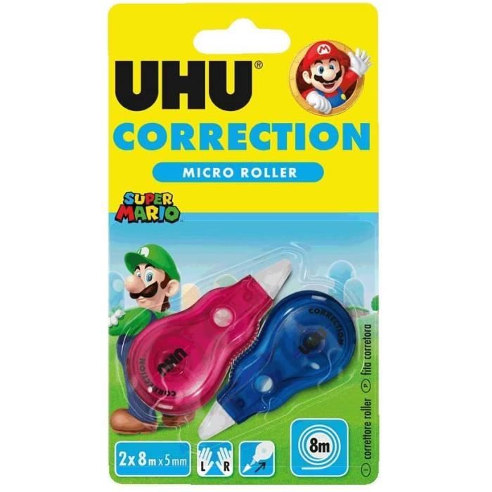 UHU Correction, Rollers de Correction, Correcteurs Micro, Lot de 2, 8 m x 5 mm, multiple Couleurs - 4026700357158