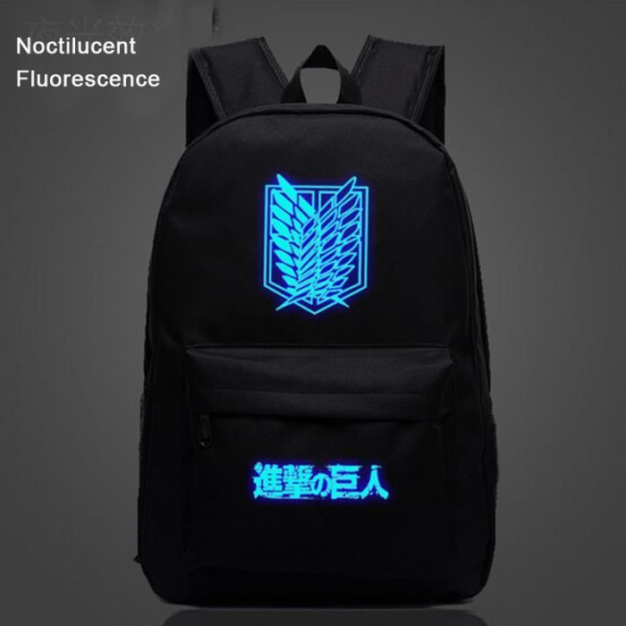 Attack on Titan Sac dos Noctilucent Fluorescence cartable cadeau No l anniversaire pour fils et fille cadeau petit ami sac d cole