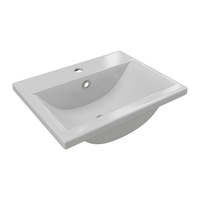 Vasque de salle de bain semi-encastrée rectangle en céramique - L515 cm - Blanc - YASMAC II
