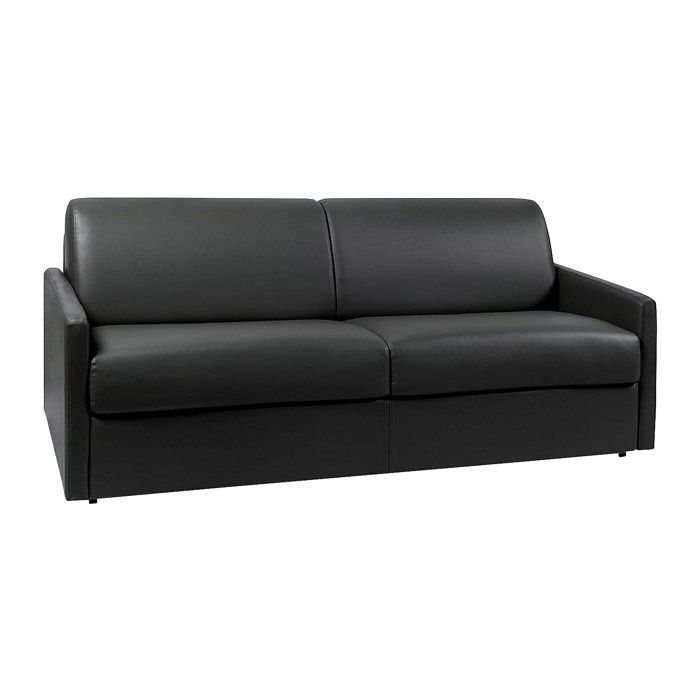Canapé 4 places convertible express en simili noir - Couchage à lattes larges 160 cm - Matelas 18 cm CALIFE