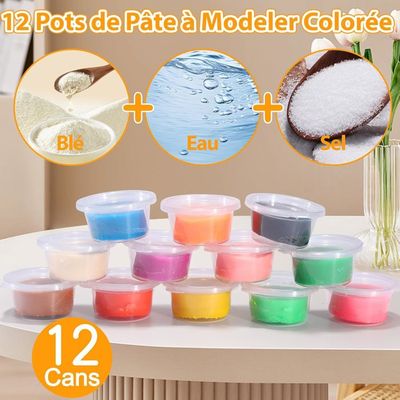 JEDWKFA Coffret Pâte à Modeler Salon De Coiffure – 34 Pièces Incluant 6 Pots, Ciseaux, Peigne, Sèche-cheveux – Pour Enfants 3-6 Ans