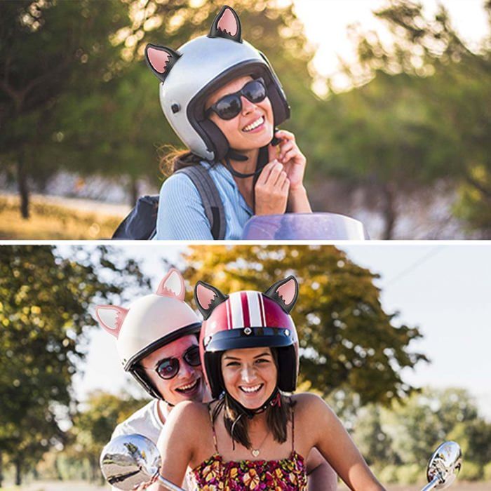 Oreilles De Chat En Peluche 3D Pour Casque – Auto-adhésif – Casque Moto, Vélo, Ski – Déco Fun, Tendance, Unisexe