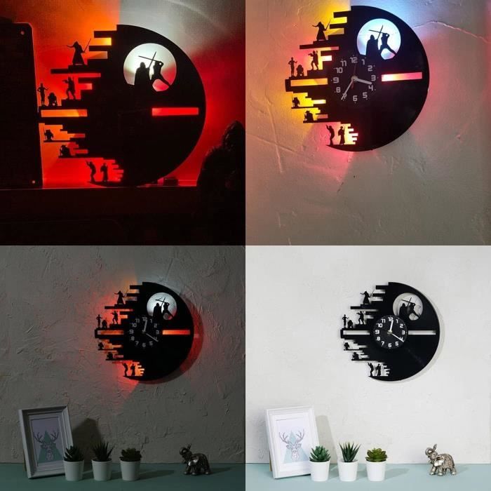 Star Wars Horloge Murale En Forme De Disque Vinyle Avec Lumière