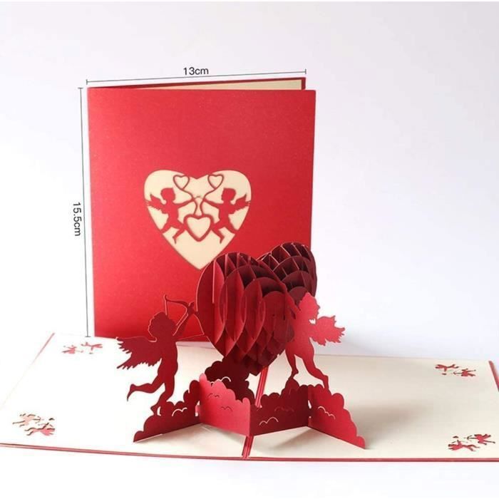 Carte Pop-Up 3D Cœur Et Fleurs - Carte à Message Qui S'ouvre En Bouquet - Cadeau Romantique Pour Anniversaire, Saint-Valentin
