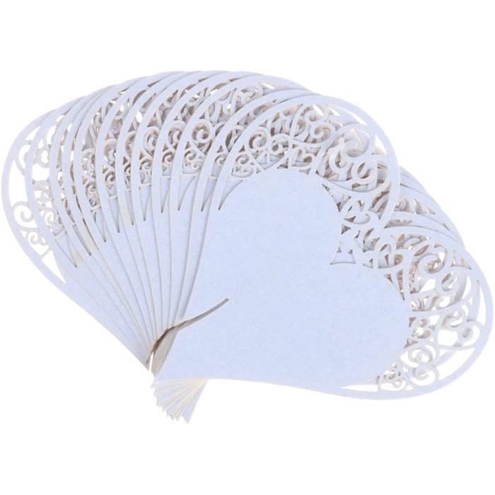 50 Pièces Cartes De Place Coeur Blanc Pour Verres - Décoration Mariage Et Fêtes - Fayemint