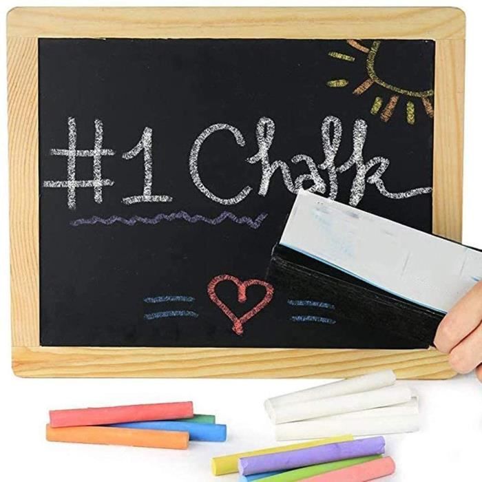 Leddy Lot de 24 craies blanches et colorées pour tableau noir, 5 couleurs blanc à contraste élevé, pour l'école, le bureau, les études, l'artisanat, le dessin