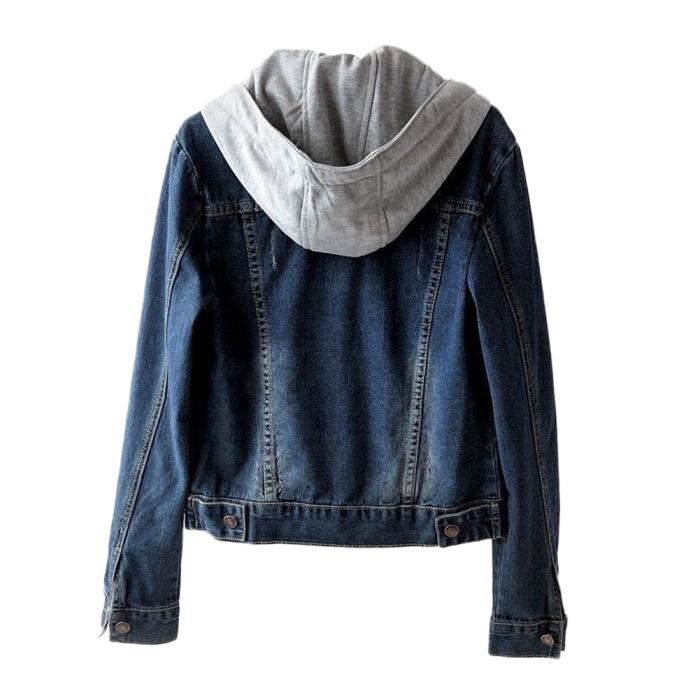 Veste D'hiver Femme En Jean Doublée - Capuche Avec Fourrure - Coupe Légère Et Chaude - Pour Extérieur Et Décontracté
