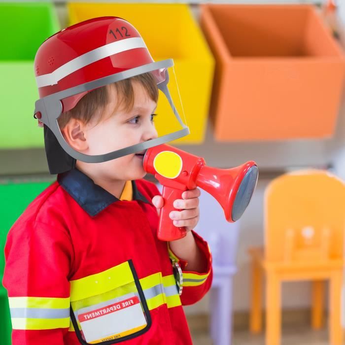 Casque de pompier enfant rouge - RELAXDAYS - Lot de 6 - Visière rabattable  - Protection pour la nuque - Cdiscount Jardin