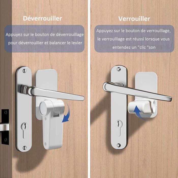 Bloque Porte Bébé Sécurité - 4pcs - Verrou de Levier de Porte