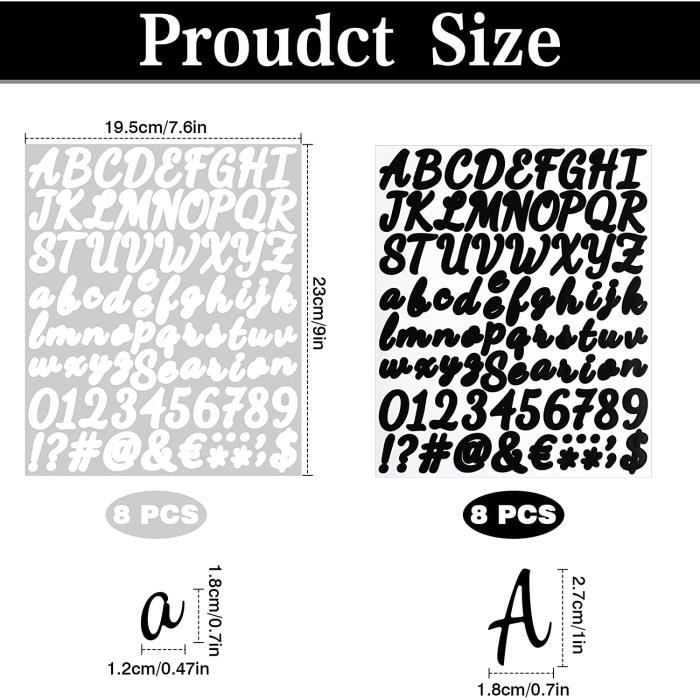 16 Feuilles Autocollant de Lettre Alphabet, Autocollant Lettre et Chiffre pour Scrapbooking