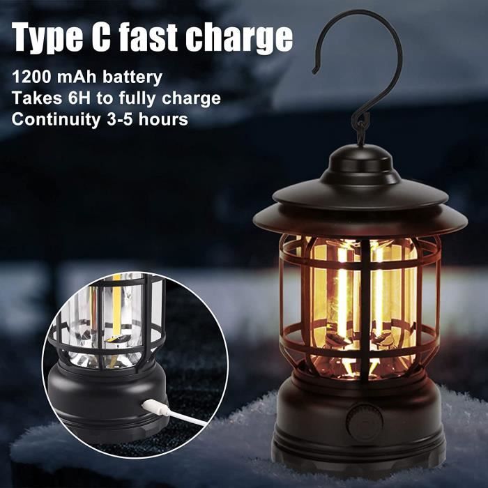 Lot De 2 Lanternes De Camping LED Portables - 3 Modes, Intensité Variable, IPX4, Suspendables, Piles AA