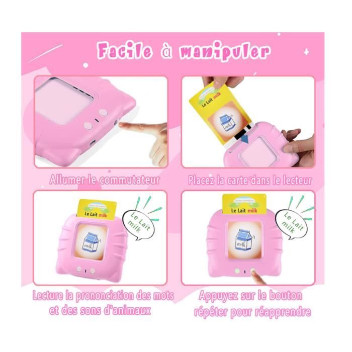 Cartes Flash Parlantes 112 Feuilles 224 Mots Anglais – Machine éducative Montessori Pour Tout-petits 2-6 Ans, Rechargeable USB