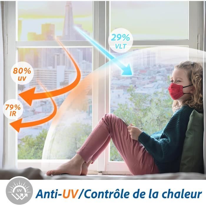 Film Miroir Pour Fenêtre - Anti-regard, Anti-UV, Anti-chaleur | Dimensions 44,5x200 Cm, Pose Sans Colle, Réutilisable