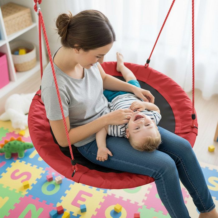 Relaxdays Balançoire nid d'oiseau, diamètre de 100 cm, Enfants