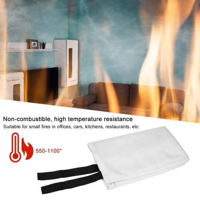 Lot De 2 Couvertures Anti-feu Navaris - 1,2x1,2 M En Fibre De Verre Ignifuge - Pour Cuisine, Voiture, Barbecue - Sécurité Incendie