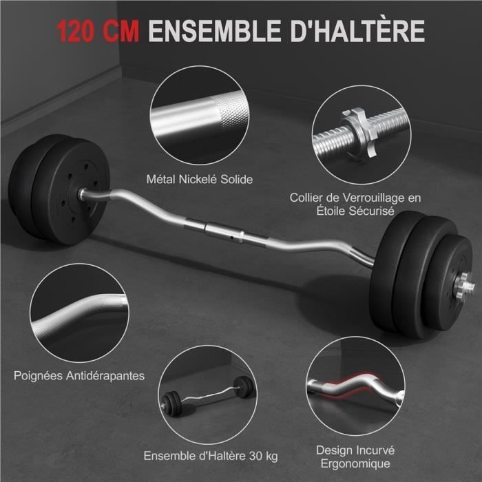 Barre Haltere Lot 3 Barres D'haltères - 2x35cm 1x40cm - Pour Disques 3cm - Poignées Antidérapantes Barre Alteres Musculation