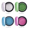 16 Pots Chrome Poudre à Ongles MéTallique Nail Art Poudre Miroir Effet Manucure Pigment avec 16 PièCes SéRies Bâtons -3