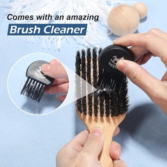 Brosse à Cheveux En Poils De Sanglier Bestool - Démêlante - Rouge-marron - Neuf