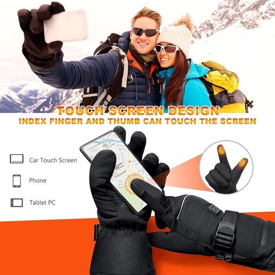 Gants chauffants pour homme et femme - Gants chauffants électriques étanches pour écran tactile - Batterie rechargeable - Avec câble de moto 12 V - Pour le travail en plein air, la moto Gants chauffants pour homme et femme - Gants chauffants électriques étanches pour écran tactile - Batterie rechargeable - Avec câble de moto 12 V - Pour le travail en plein air, la moto