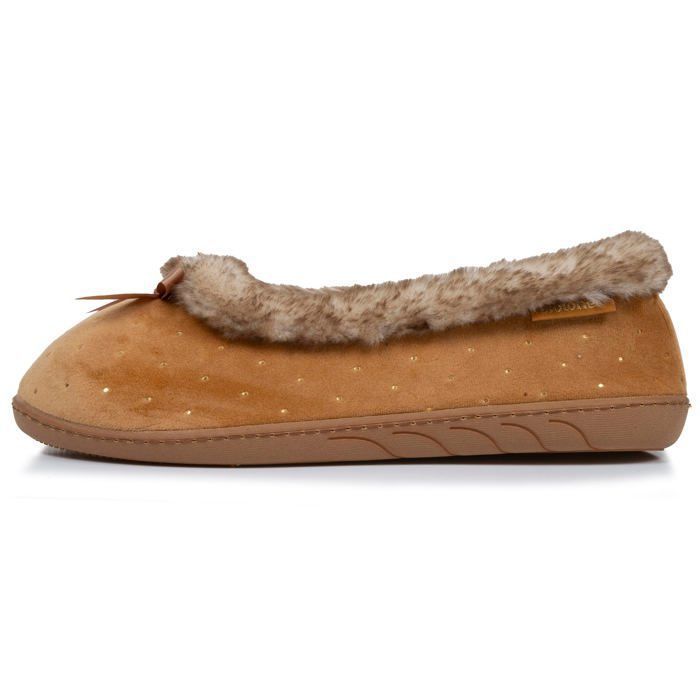 Chaussons Ballerines Isotoner Femme - Velours Doux, Semelle Mémoire De Forme, Confortables - Lavables En Machine, Taille 40
