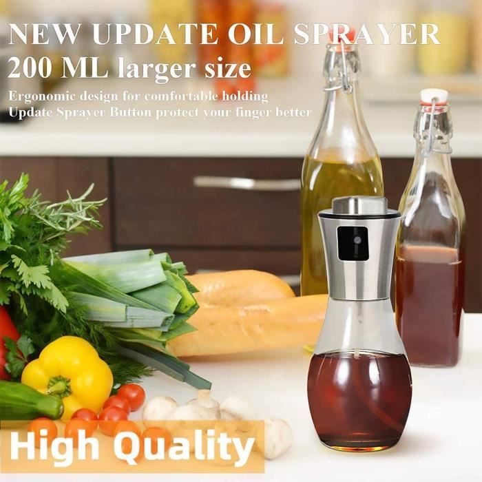 vaporisateur d'huile et de vinaigre,Pulvérisateur d'huile d'olive,200  ml,Vaporisateur de cuisine,portable en acier inoxydable