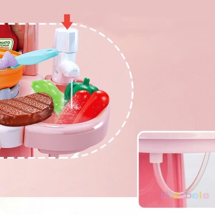 VGEBY mini cuisine de jeu Ensemble de cuisine avec sons et lumières  réalistes Jouets de cuisine éducatifs pour enfants