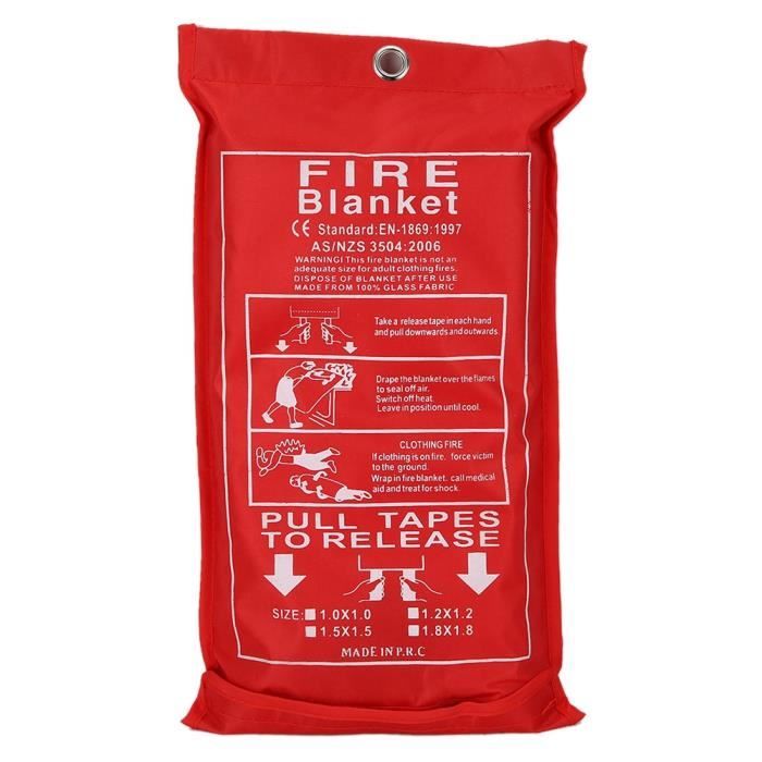 2 Couvertures Anti-Feu 1,2x1,2 M - Pour Cuisine, Voiture, Maison - Lutte Contre Les Feux De Graisse
