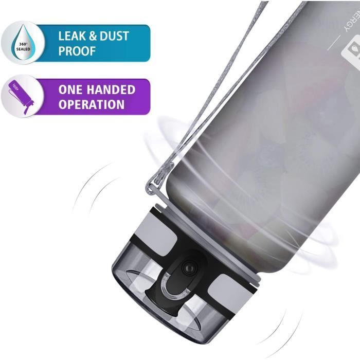 Gourde De Motivation 500 Ml à 2 L - Sans BPA En Tritan - Marqueur De Temps - Ouverture Large Avec Filtre - Cadeau Idéal