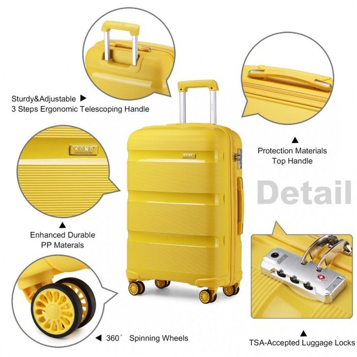 Valise Cabine Moyenne 66cm Rigide Polypropylène Valise de Voyage à 4 Valise Cabine Moyenne 66cm Rigide Polypropylène Valise de Voyage à 4