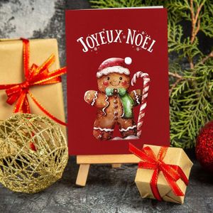 Cartes De Noël Vintage Avec Enveloppe - Lot De 10 Cartes Kraft Pliées, Motifs Festifs, Page Vierge Pour Message Personnalisé - 14