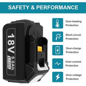 Batterie De Rechange, 18 V, 5,0 Ah, Pour Makita BL1860, BL1850B, BL1850, BL1830, BL1860B, BL1845, BL1835, BL1815, 194205-3, LXT-400, BL1860, Avec Batterie LED