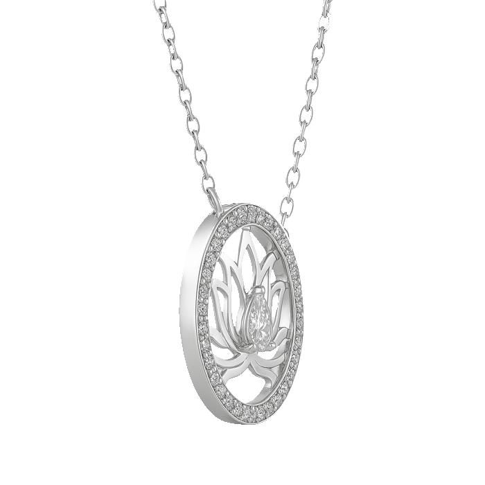 Pendentif Femme Argent Rhodié Avec Zirconiums Noirs & Blancs - Chaîne Incluse Ou En Option