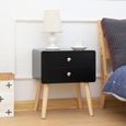 Lot De 2 Table De Chevet Simple Nordique A Deux Tiroirs Noir En