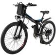 ANCHEER VTT 26" vélo électrique de montagne adulte homme 21 vitesses / 250W - Noir-0