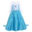 Robe Princesse Elsa JUREBECIA - Costume avec Cape Brillante pour Fille - Pâques, Mardi Gras, Anniversaire-0