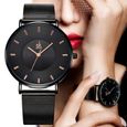 SHARPHY Montre Femme de Marque 2022 Bracelet Quartz Etanche Simple Noir , très élégante et populaire-0