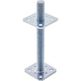 TRIBECCO® Support de poteau, vertical, réglable, (80 x 80 x 250 cm/filetage M 24), pied de support/de sol réglable en hauteur, galva-0