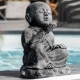 Statue de jardin moine shaolin heureux patiné gris 40 cm-0