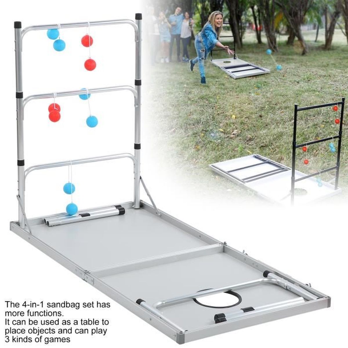 Table Pliante De Jeu Multifonction 4 En 1 Ensemble De Jeu De Pelouse