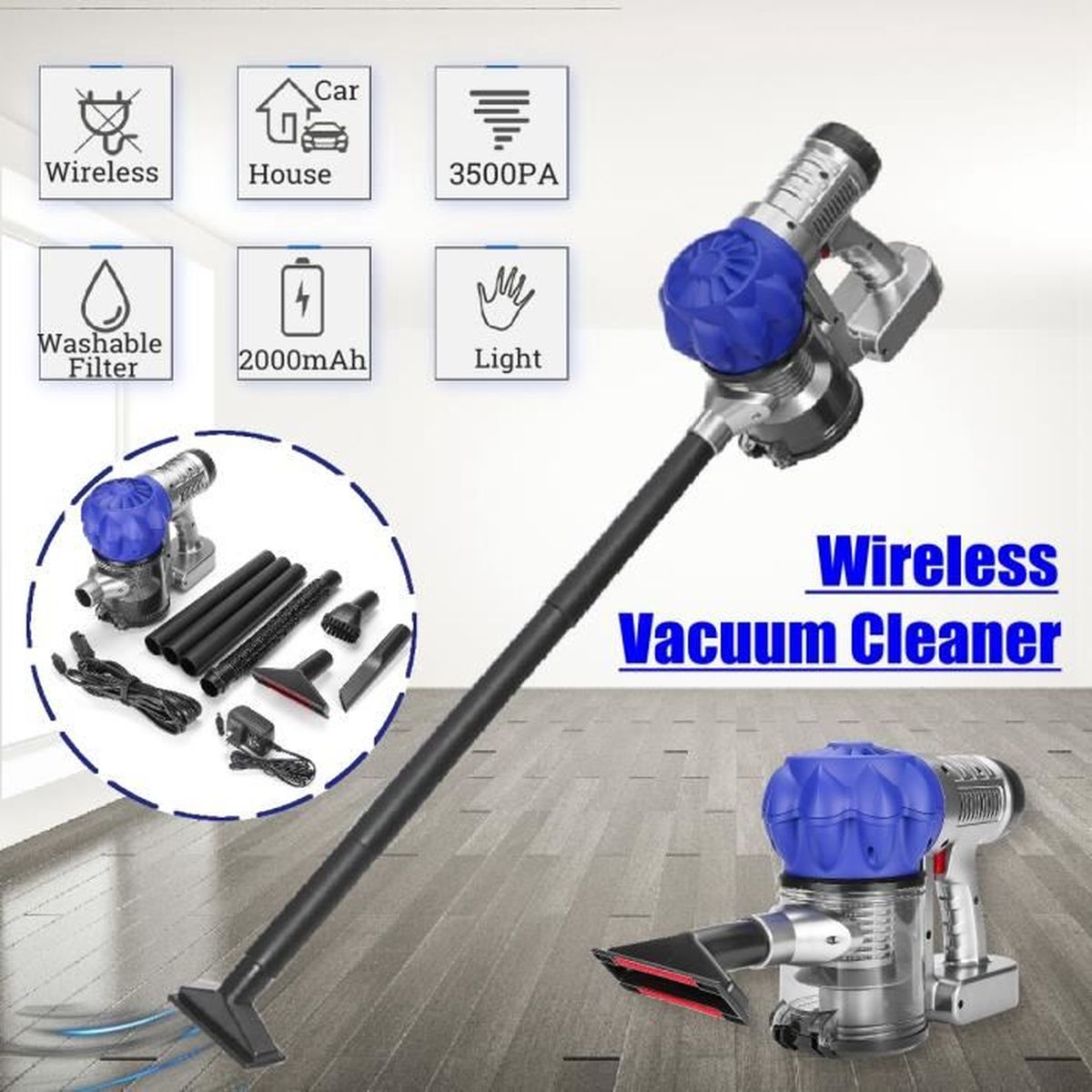 TEMPSA Aspirateur Balai Portable Sans Fil - 3500 PA 220V - 65dB -2 ...